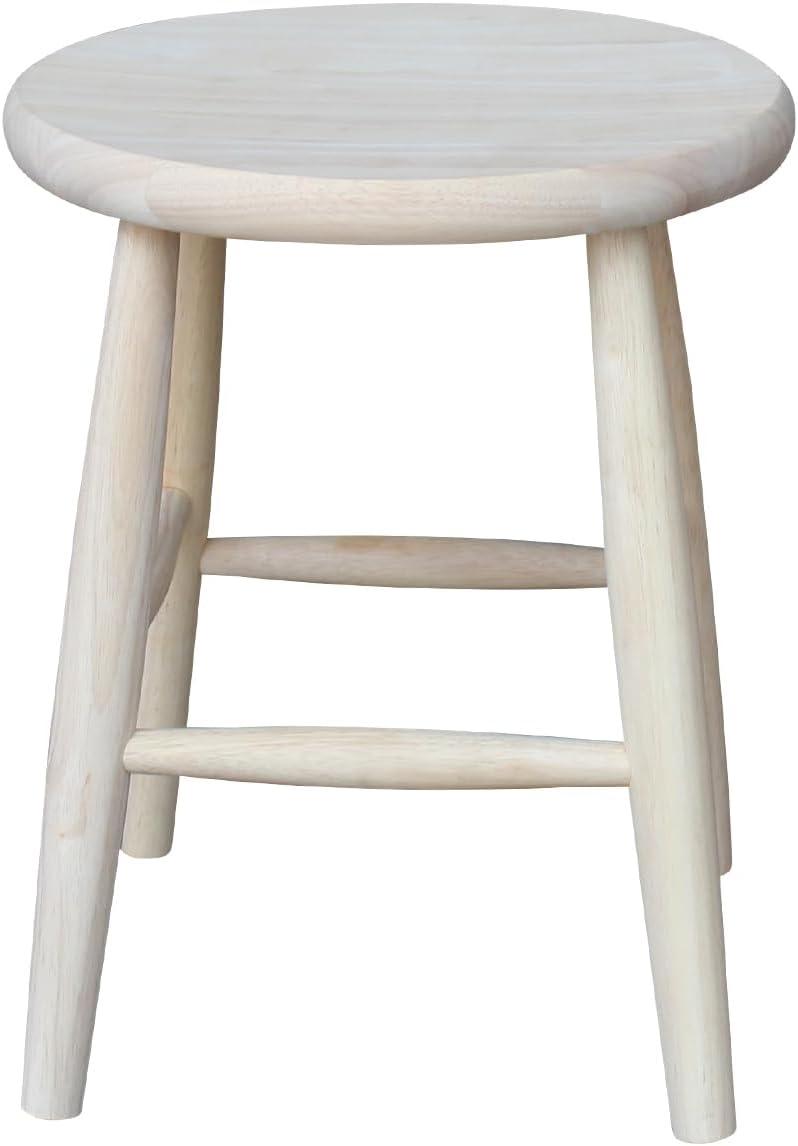 Scooped Seat Counter Height Barstool Brown - International Concepts: Solid Parawood, Kitchen, Unfinished