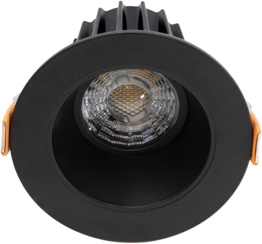 Maxxima 2 in. Ultra-Thin Recessed Anti-Glare LED Downlight - Canless IC Rated, 550 Lumens, 5 Color Temperature Selectable 2700K/3000K/3500K/4000K/5000K, Dimmable, Round Black Trim, 90 CRI, J-Box Incl