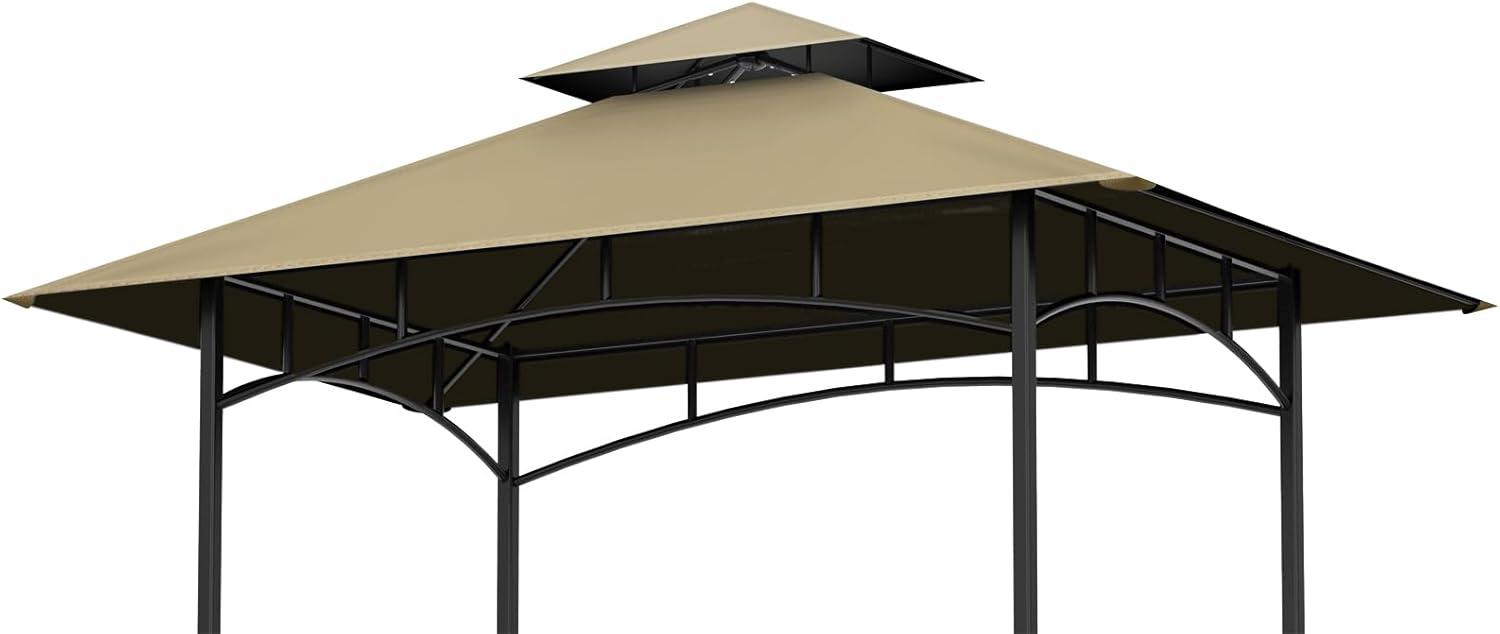 Khaki Polyester Double Tiered Grill Gazebo Canopy Top