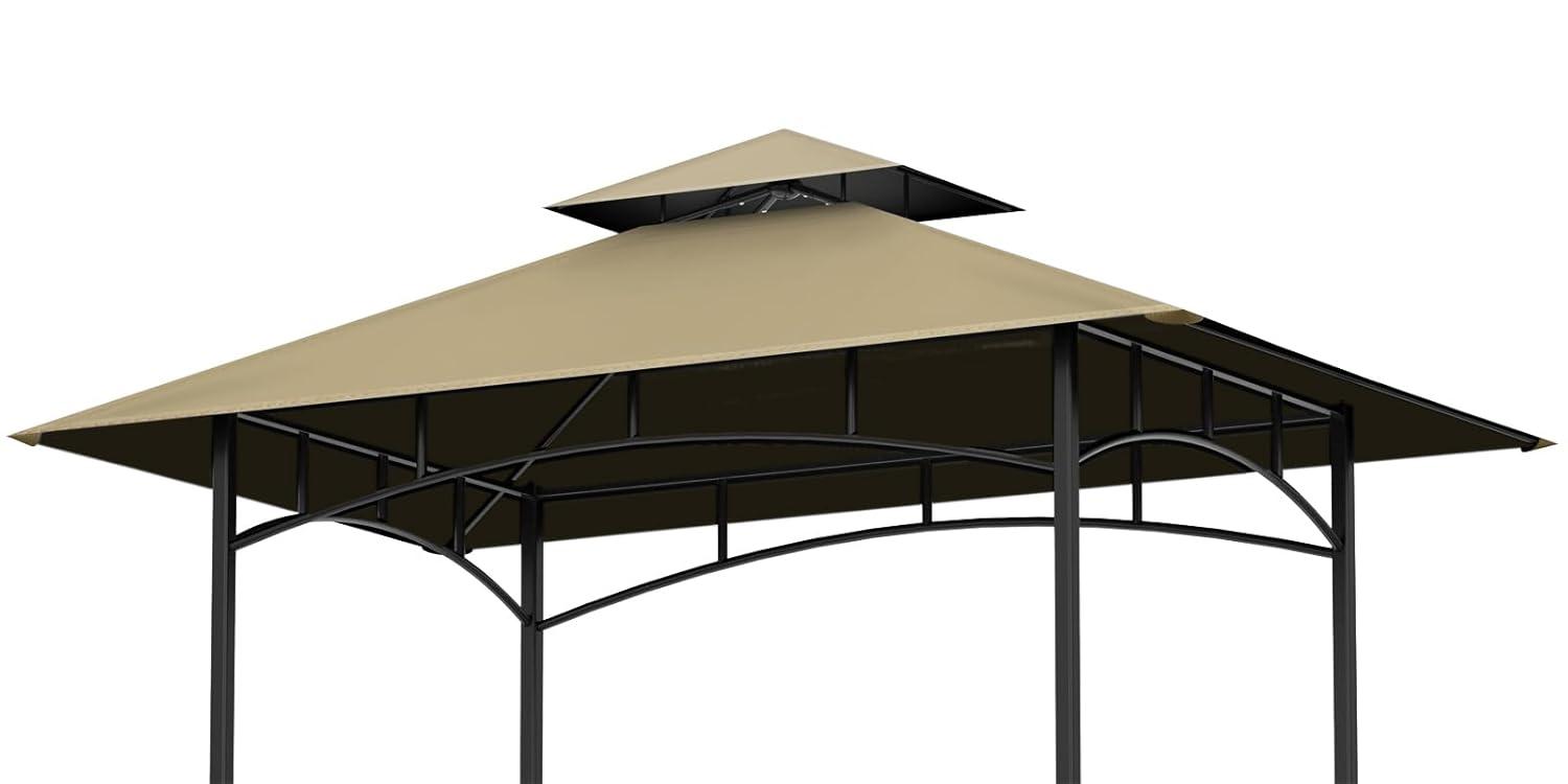 Grill Gazebo Replacement Canopy Top, 5'x8' Top Double Tiered Replacement Canopy Roof, Grill Shelter Cover Roof Fit for Gazebo Model L-GG001PST-F (Khaki)