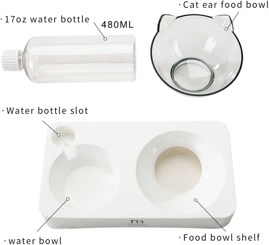 Marchul Tilted Cat Bowl Set for Food and Water, Food Feeding Raised Dishes for Puppies