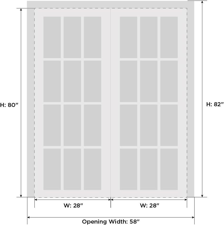 SARTODOORS Felicia Clear Glass French White Doors with Installation Hardware Kit
