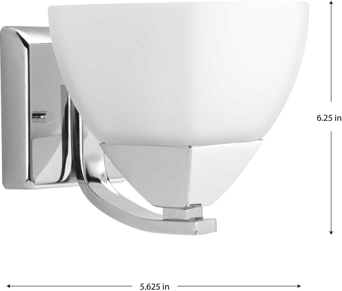 Progress Lighting, Appeal Collection, 1-Light Bath Wall Light, Brushed Nickel, Etched White Glass Shade
