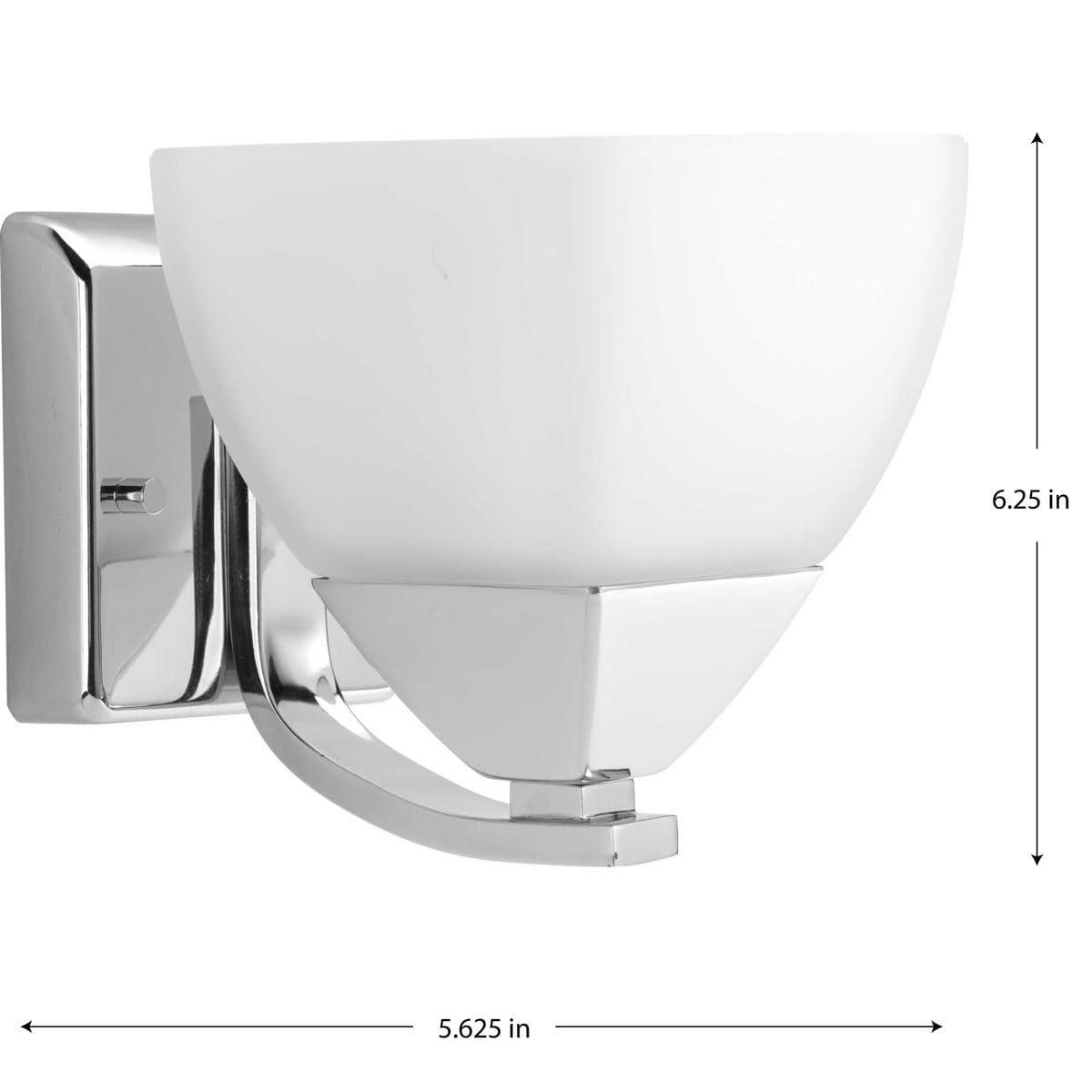 Progress Lighting, Appeal Collection, 1-Light Bath Wall Light, Brushed Nickel, Etched White Glass Shade