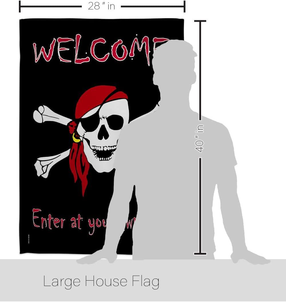 Pirate Enter at Your Own Risk Multicolor House Flag