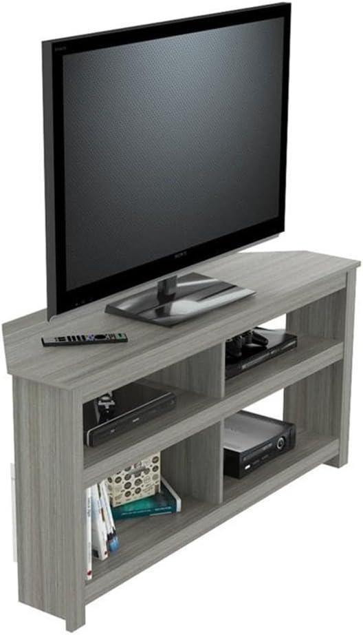 Inval 4-Shelf Corner TV Stand for TVs up to 60”, Washed Oak