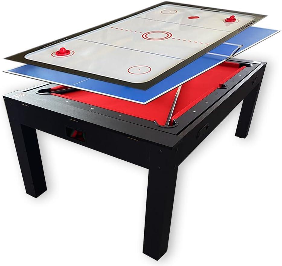 7-Foot Black MDF 4-in-1 Rotating Game Table