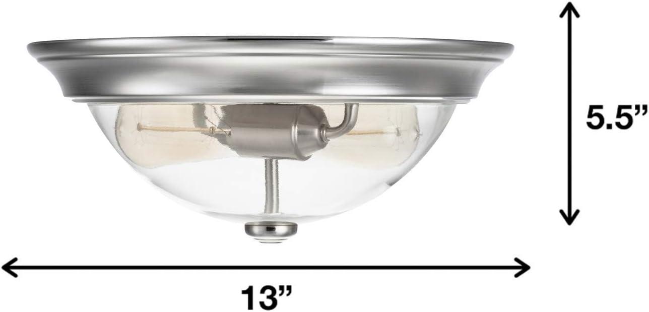 Brushed Nickel Clear Glass Drum LED Flush Mount Light