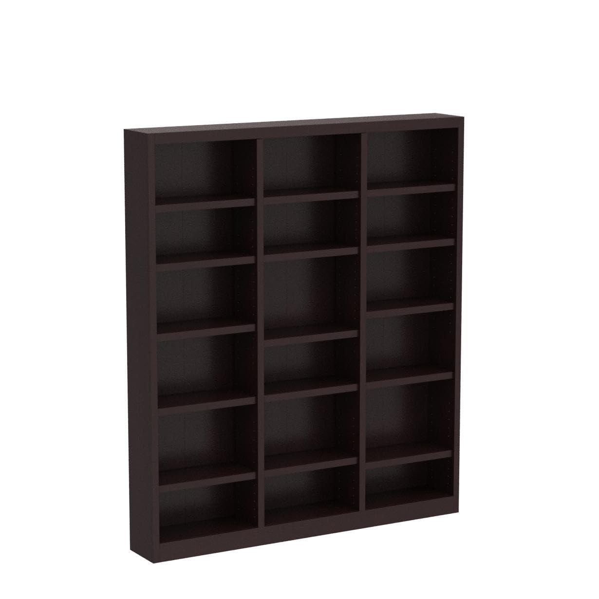 Winston Porter Aliette Triple Wide Wood Bookcase, 18 Bookshelf, 84 inch Tall Storage and Display Bookshelf for Home Office and Living Room