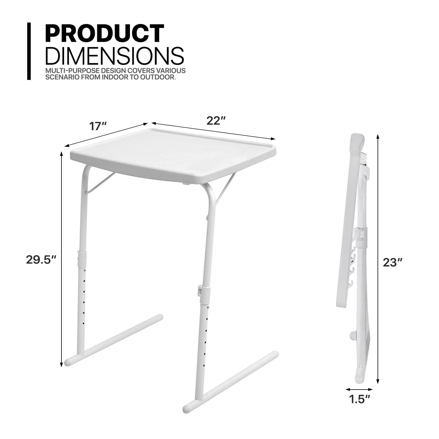 MoNiBloom 22" Tilting TV Tray Folding Table, Adjustable Height Foldable Laptop Desk for Bedside Sofa Working