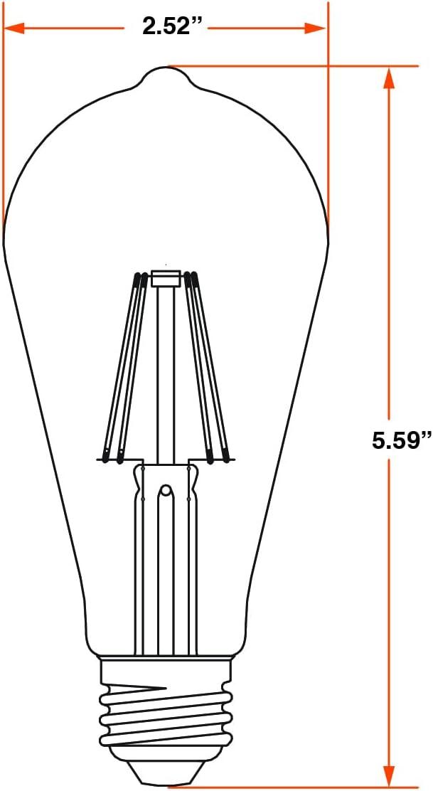 Clear LED White Filament Dimmable Bulb, 60W, Medium Base