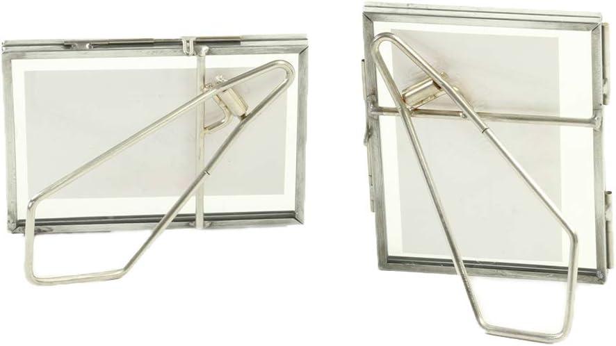 Koyal Wholesale Pressed Glass Floating Photo Frames with Stands for Horizontal (Antique Silver, 3 x 4), 8ct