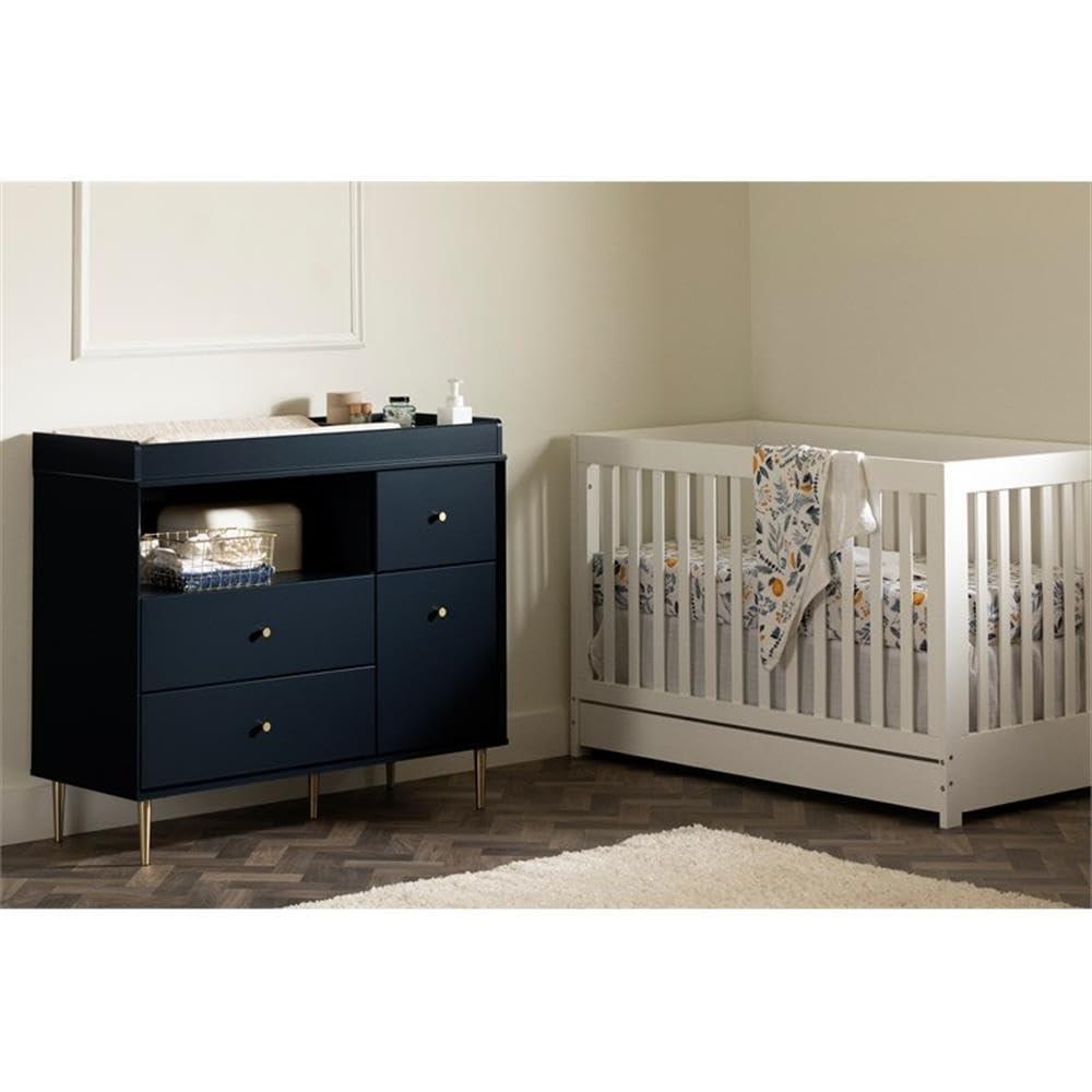 Maykoosh Rococo Radiance Changing Table With Drawers And Open Storage Navy Blue