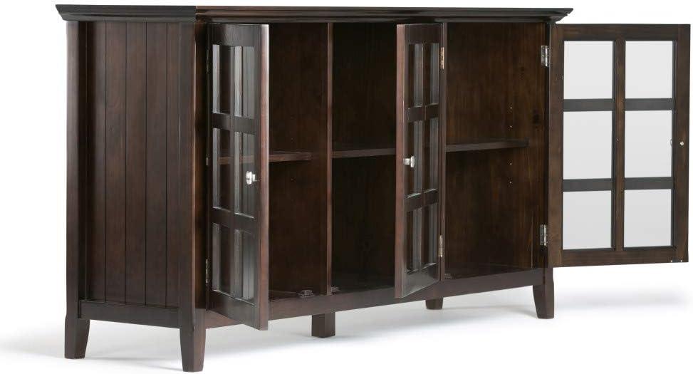 Simpli Home Acadian Solid Wood Wide Storage Cabinet In Brunette Brown