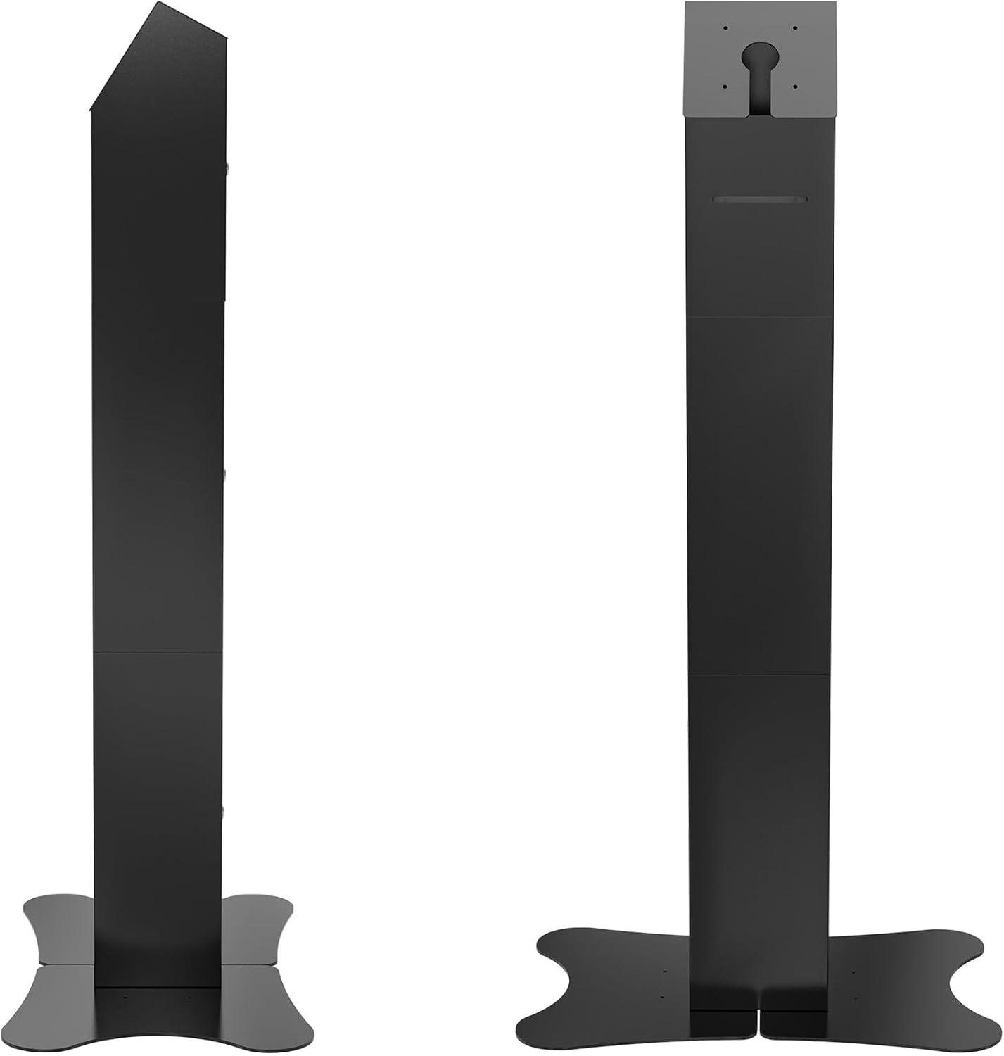 CTA Digital Kiosk with Printer Shelf VESA Compatible Floor Stand Kiosk with Enclosed Printer Storage & Cable Management for Retail POS - Ordering Screens & More - Black (PAD-PARAFP)