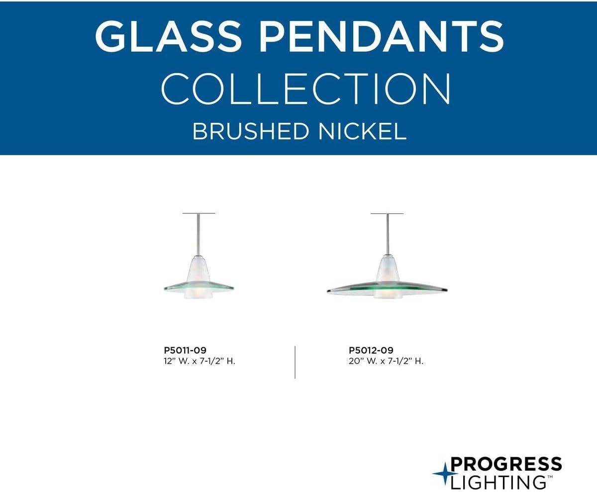 Progress Lighting, Contemporary Stem-Hung Pendant, 1 Light, Brushed Nickel, Clear Glass Shade