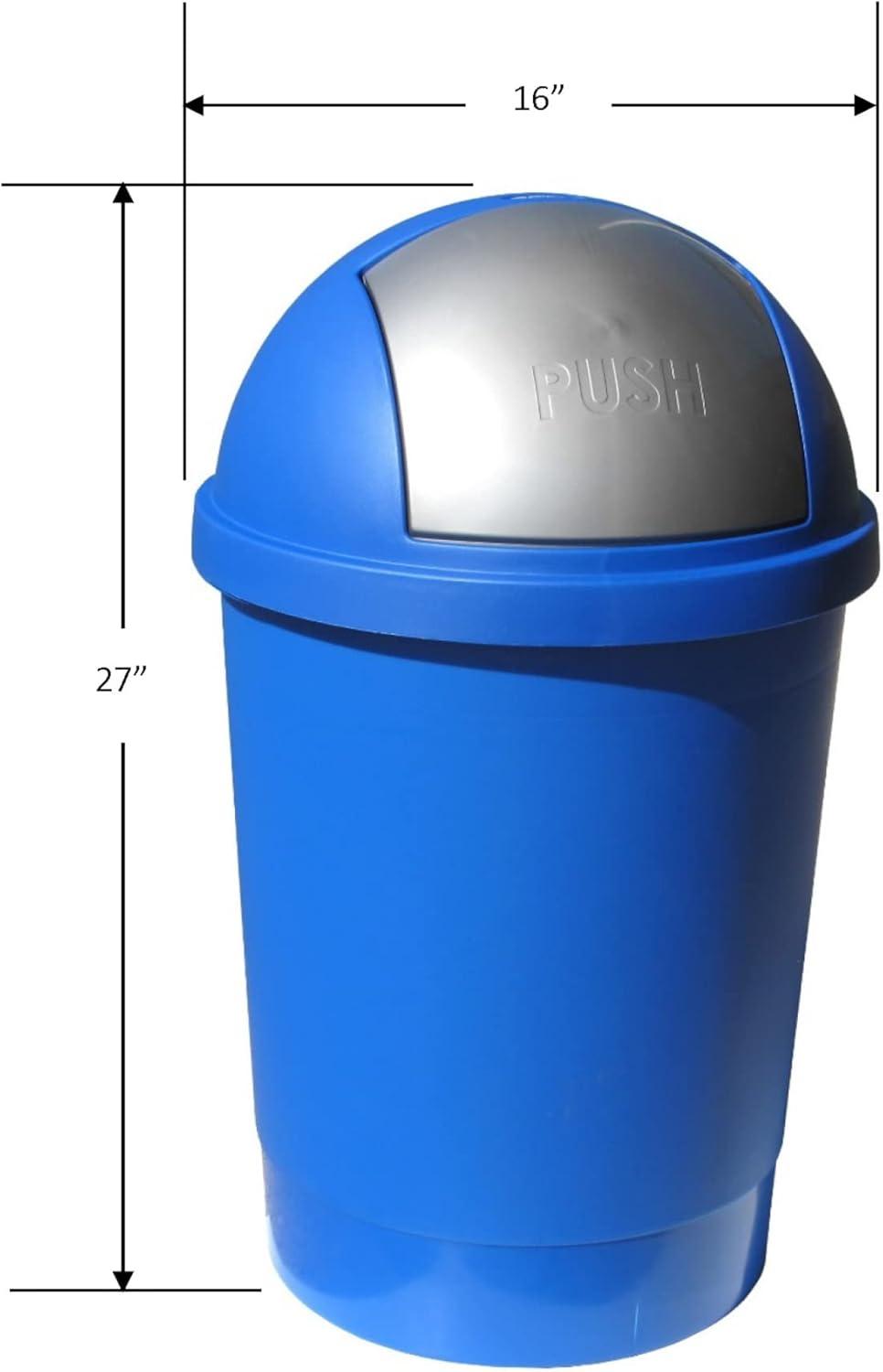 Blue Plastic Touchless 13.2 Gallon Swing-Top Trash Can