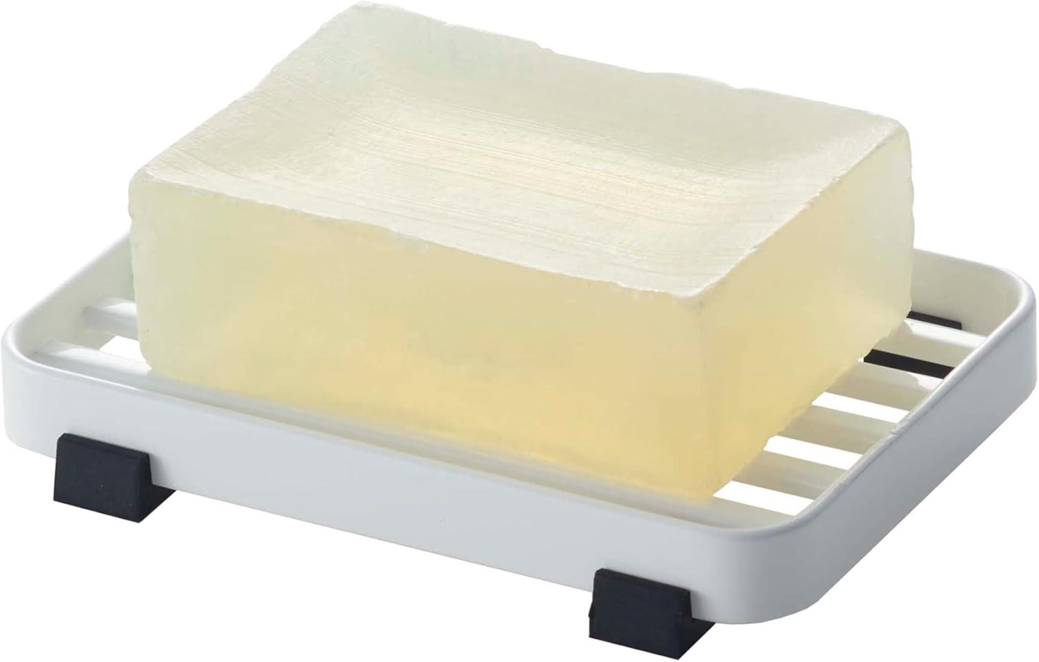 Yamazaki Home Slotted Soap Tray, White, Steel, Water Resistant, No Assembly