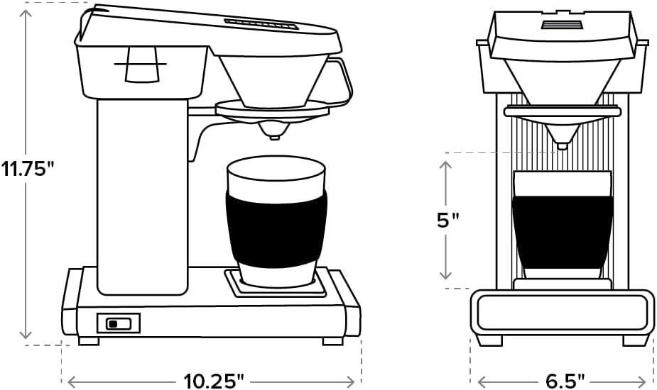 Sleek Silver Moccamaster 10oz Single-Serve Coffee Maker with Auto Shutoff