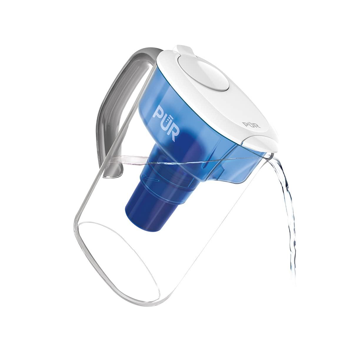 PUR 7 Cup Water Pitcher Filtration System White/Blue PPT700W: BPA-Free, Filters Chlorine & Mercury, 40-Gallon Capacity