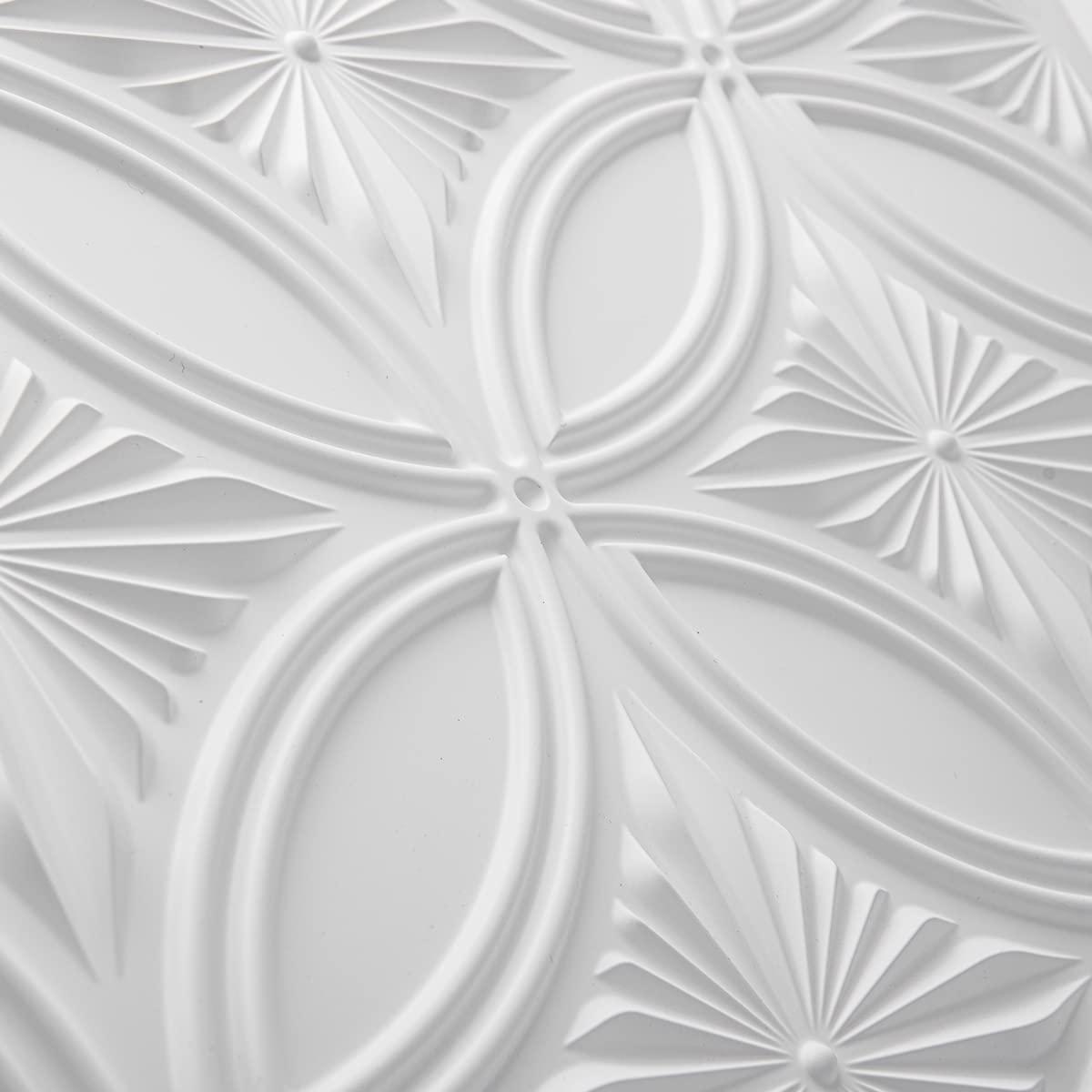 Art3d 12-Pack Glue-up or Lay in Ceiling Tile, 2ft x 2ft PVC Ceiling Tiles 3D Fancy Classic Style in White