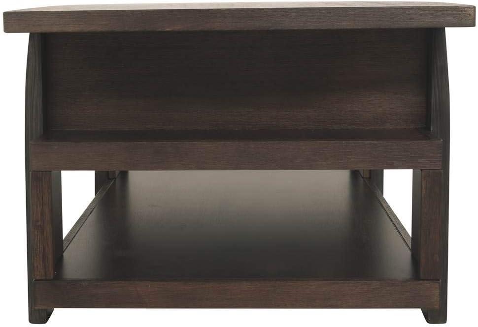 Vailbry Lift Top Cocktail Table Brown - Signature Design by Ashley: UPC 024052498875, Open Shelf, Faux Metal Legs