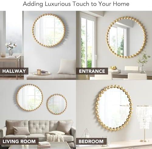 Marlowe Beaded Round Metal Wall Mirror