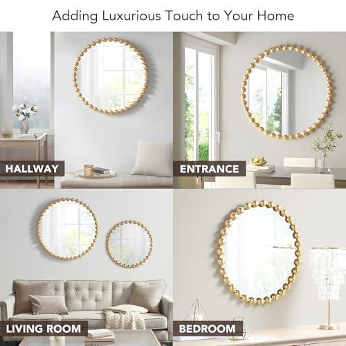 Marlowe Beaded Round Metal Wall Mirror