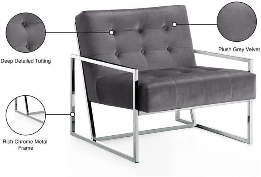 Meridian Furniture Alexis Gray Velvet Accent Chair