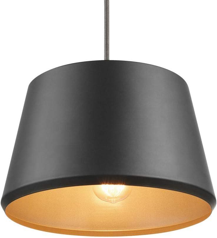 GLOBE Electric Harvey 1-Light Pendant Lighting, Matte Black, Black Fabric Cord, Bulb Not Included