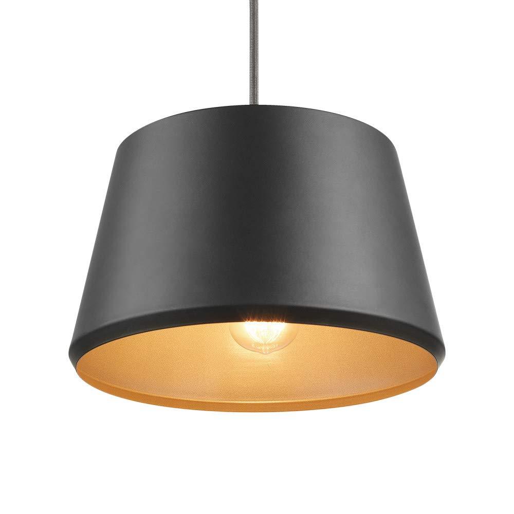 GLOBE Electric Harvey 1-Light Pendant Lighting, Matte Black, Black Fabric Cord, Bulb Not Included