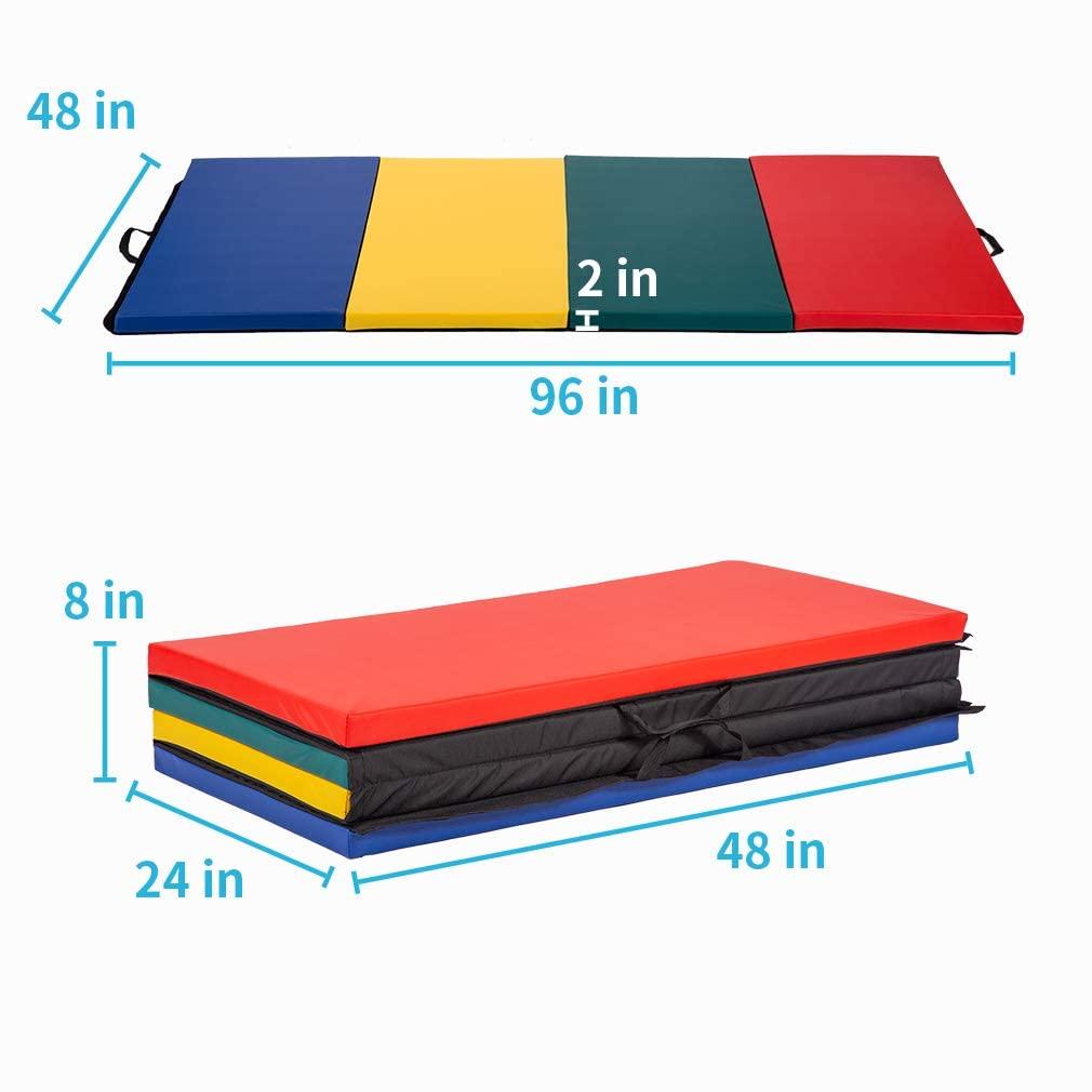 FDW Yoga Arts Mat Gymnastics Mat Wrestling Mat Tumbling Mat Gym Mat Folding Gymnastic Mat Thick PU Leather Exercise Mat for Tumbling Stretching,CM