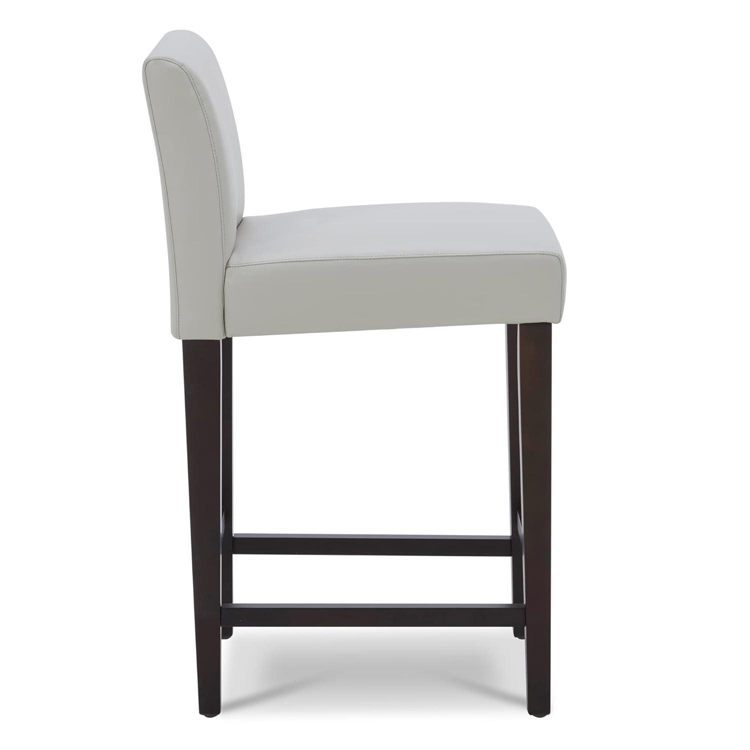 CHITA 25 inch Bar Stools Set of 2, Faux Leather in Creamy Gray