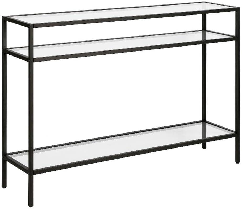 Evelyn&Zoe Siviline 42" Wide Rectangular Console Table, Blackened Bronze