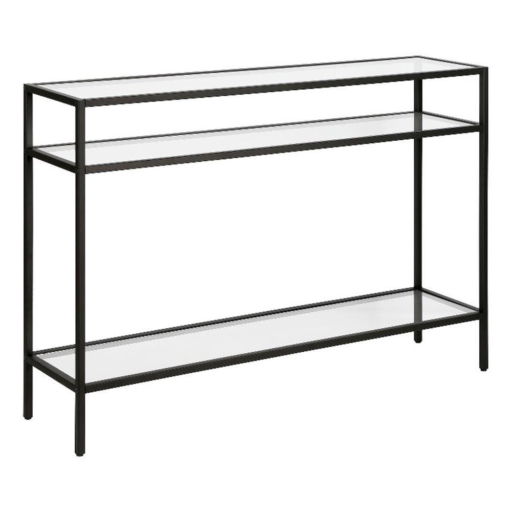 Evelyn&Zoe Siviline 22" Wide Rectangular Console Table, Brass