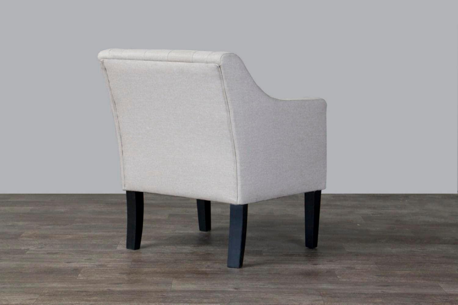 Brittany Club Chair Beige: Baxton Studio, Elegant Linen Upholstery, Solid Wood Legs, Tufted Detail - 24.5"W X 31.25"H