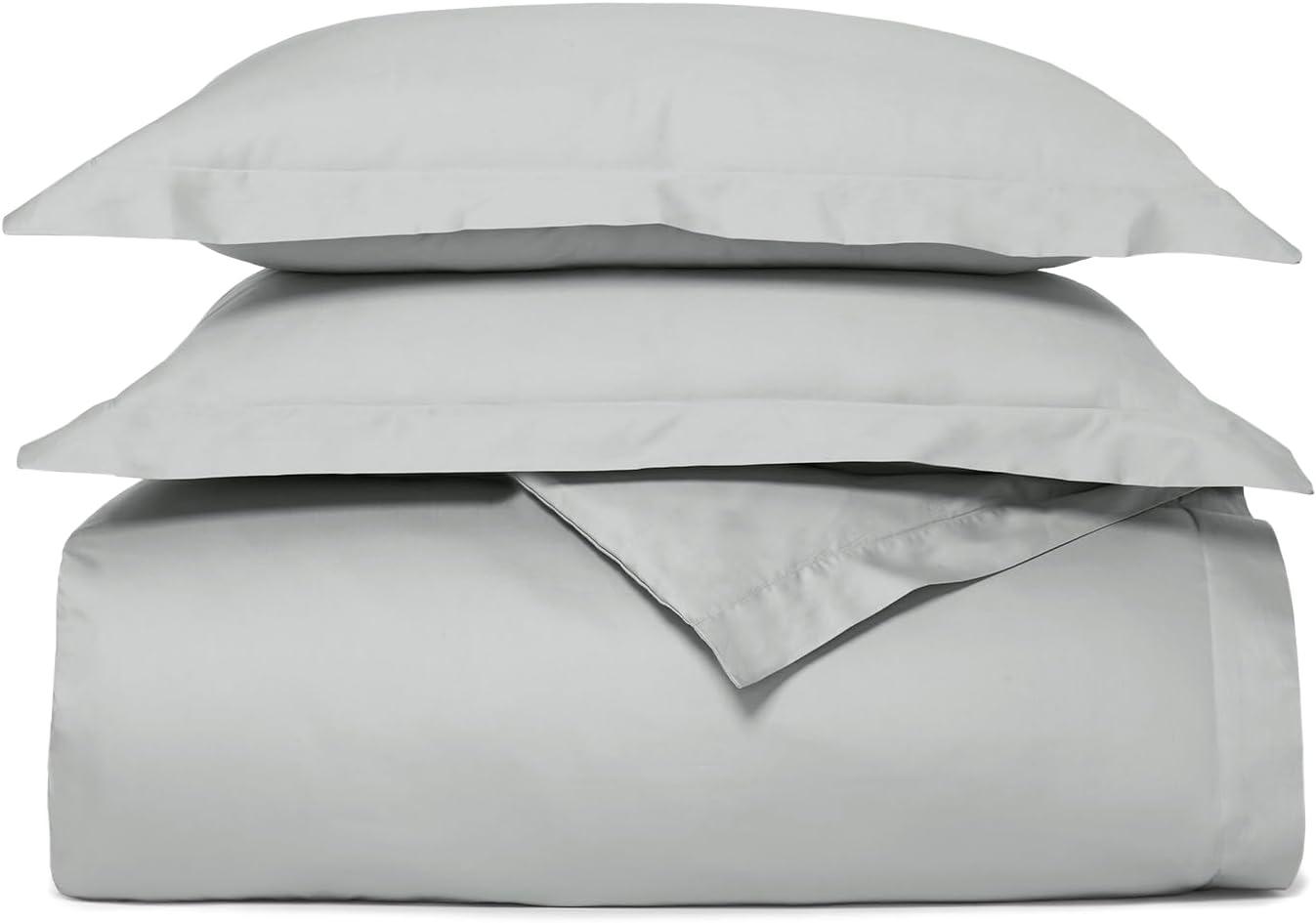 BOLL & BRANCH Signature Hemmed Duvet Set - King/Cal King, Shore - Luxury 100% Organic Cotton - 1 Duvet Cover, 2 Shams - Buttery Soft, Hidden Closures