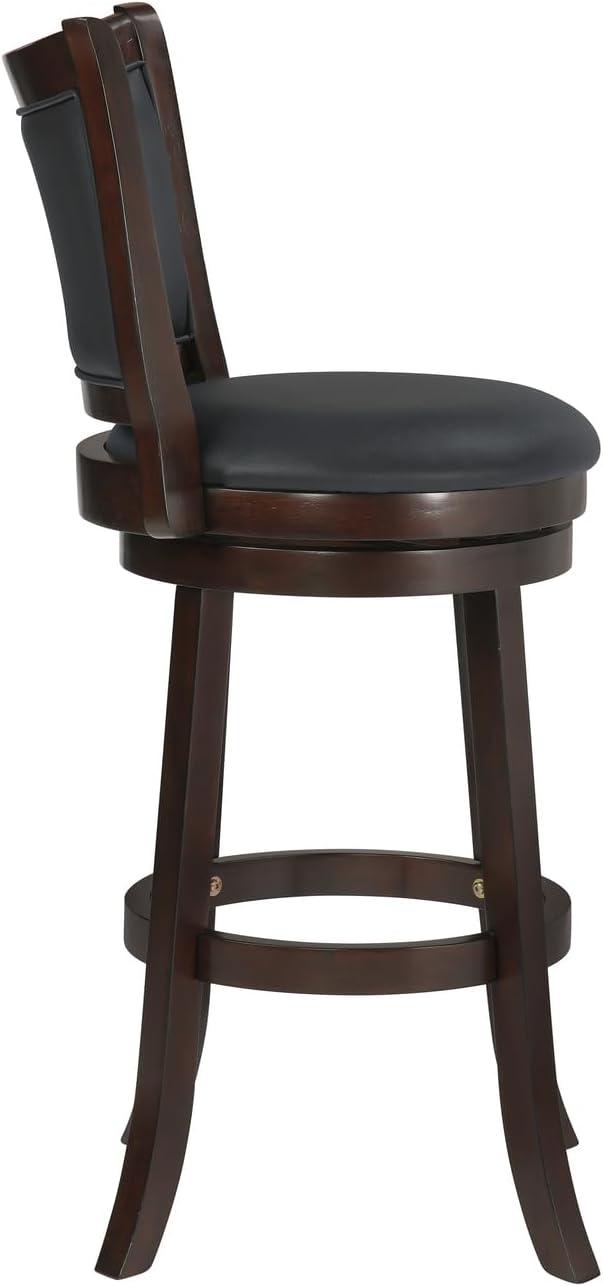 New Classic Furniture, Bristol Wood Swivel Bar Stool with PU Seat in Dark Brown, Brown