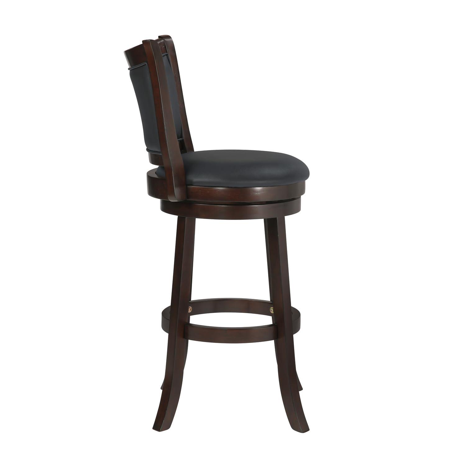 New Classic Furniture, Bristol Wood Swivel Bar Stool with PU Seat in Dark Brown, Brown