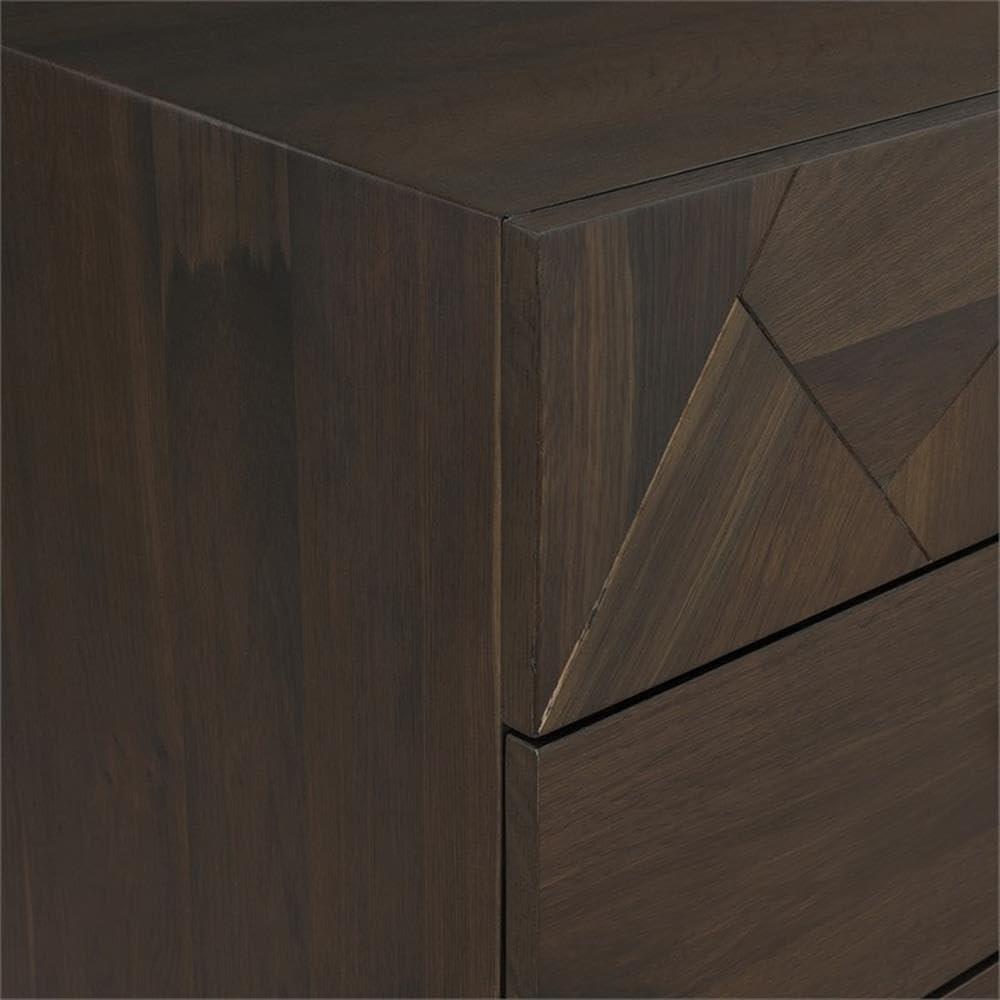 Marquis 6 Drawer Oak Wood Dresser with Black Metal Legs