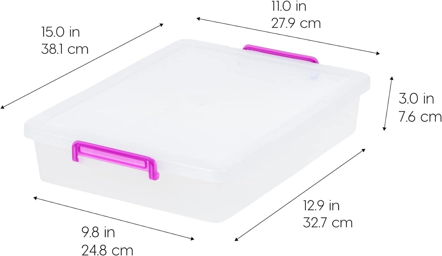 IRIS USA Modular Stackable Plastic Storage Container with Secure Buckle-up Lid