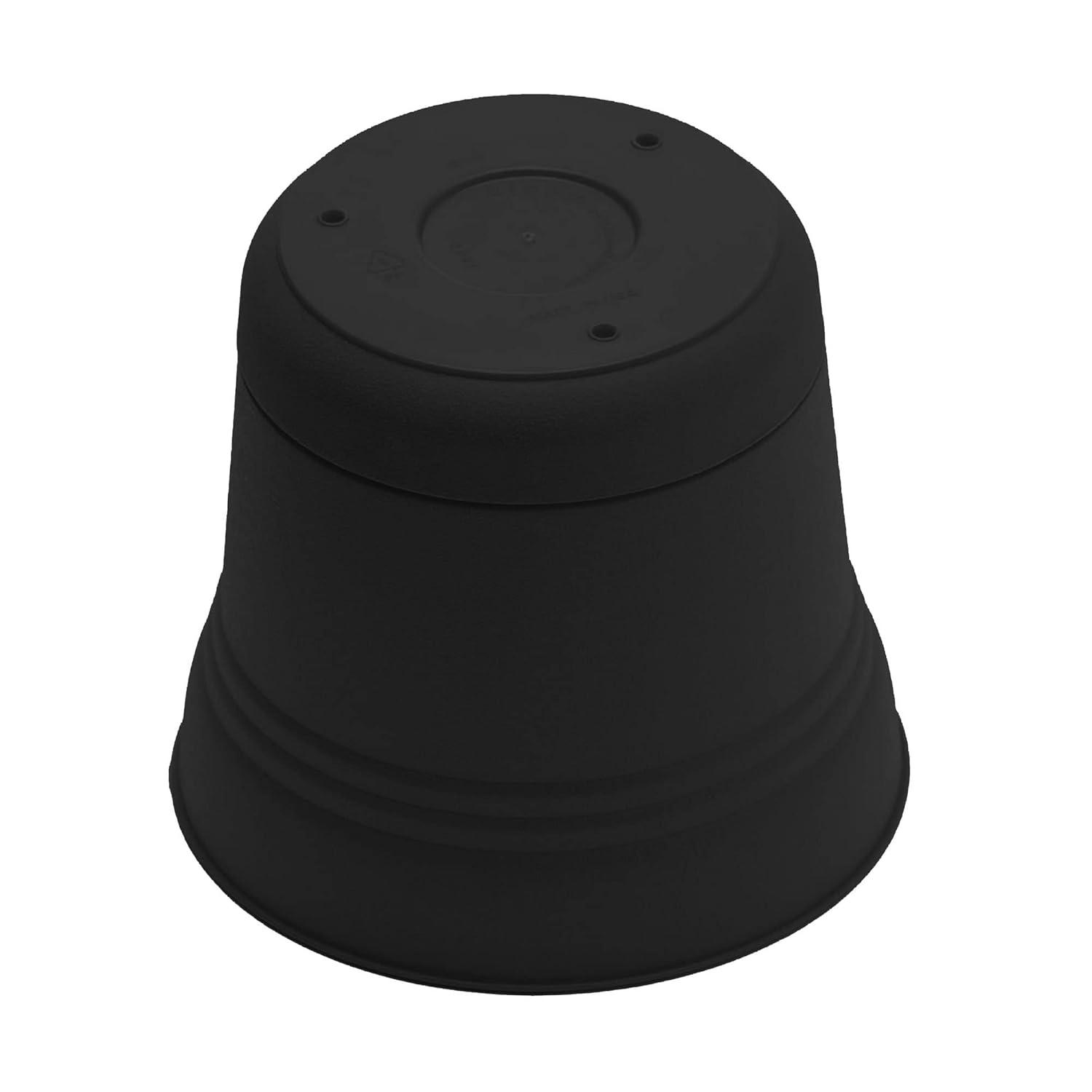 Bloem 14-in Saturn Round Resin Planter with Saucer - Black