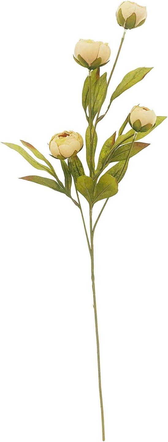 Tan and Green Faux Peony Stem for Floral Arrangements