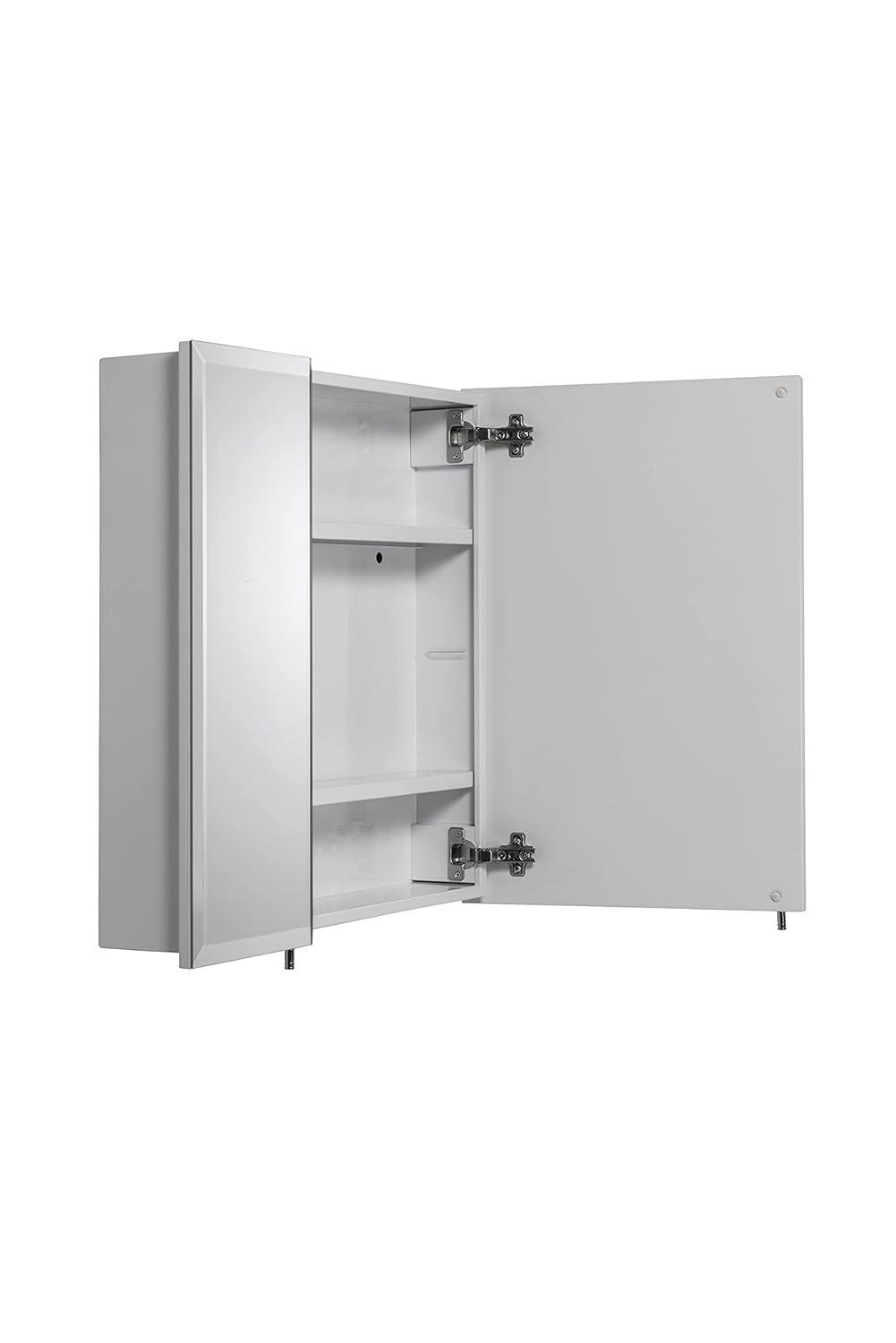Croydex Wellington Double Door Aluminium Bathroom Medicine Cabinet in White (24x24in)