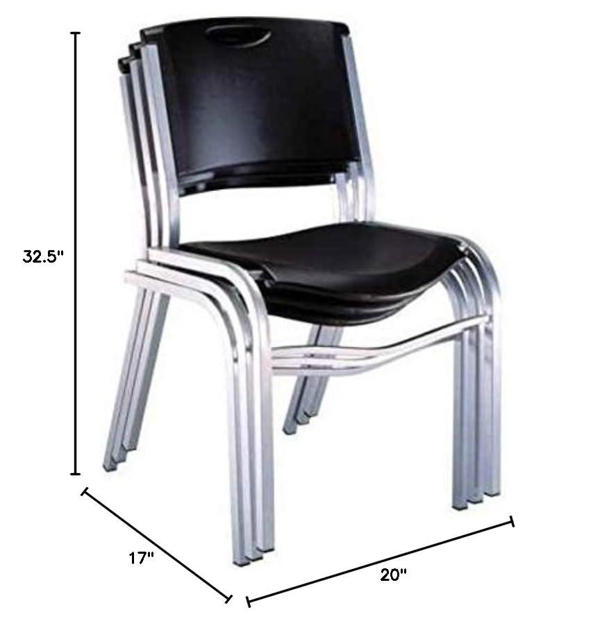 Contempo Black HDPE and Steel Stackable Chair - 14 Pack