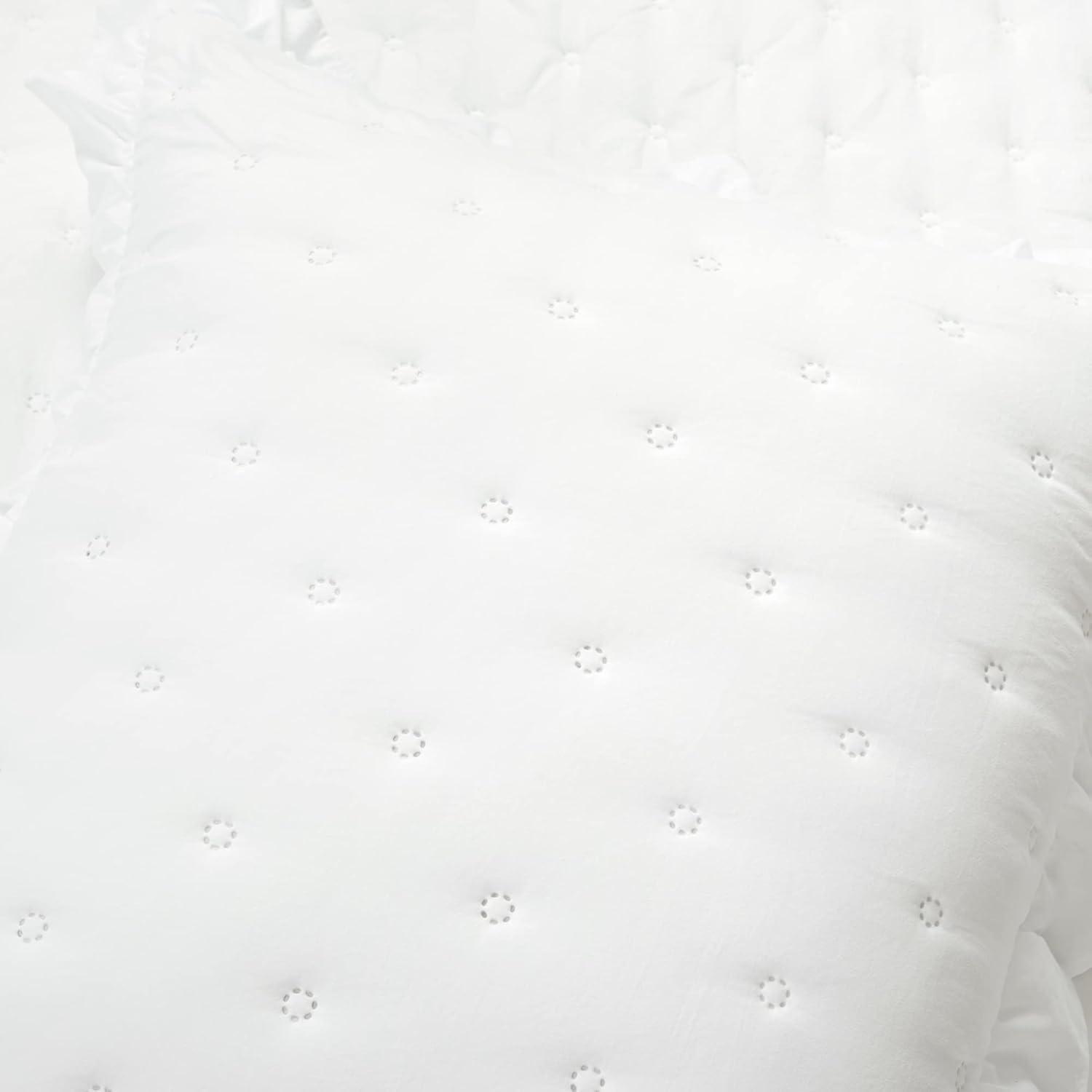 Reyna Ruffle Reversible Oversized Quilt White 3Pc Set King