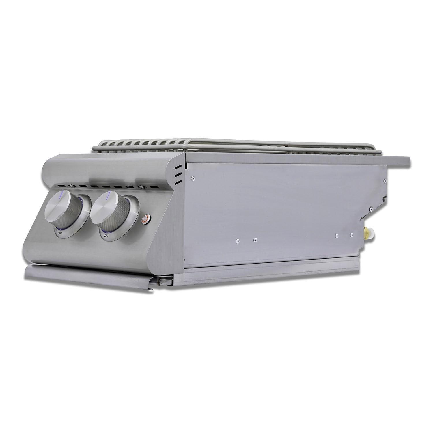 Blaze LTE+ Natural Gas Stainless Steel Double Side Burner w/ Lid - BLZ-SB2-LTE3-NG