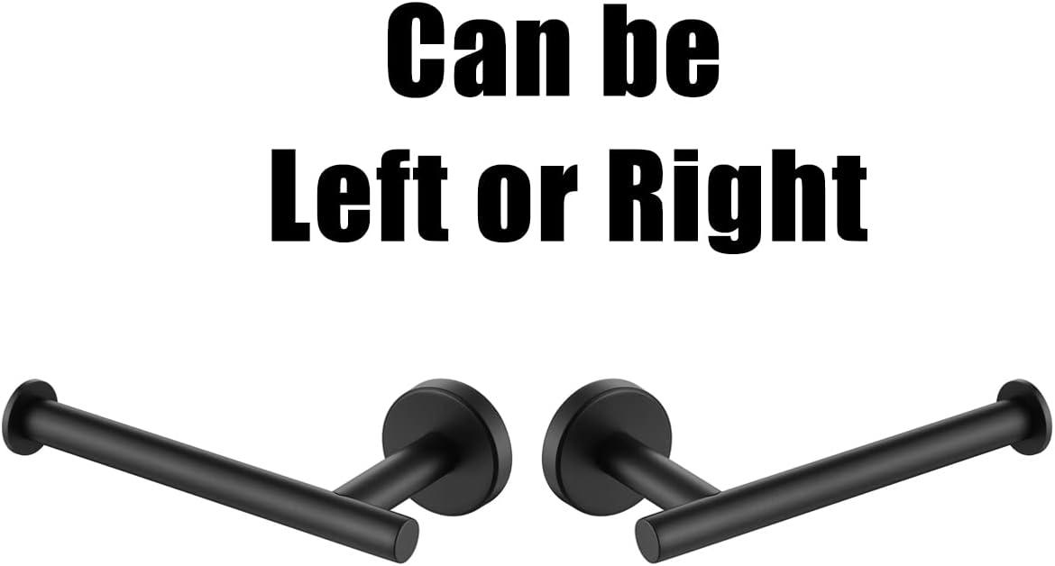 JQK Black Toilet Paper Holder, 5 Inch 304 Stainless Steel Thick 0.8mm Tissue Paper Dispenser, Matte Black Wall Mount, 2 Pack, TPH120-PB-P2