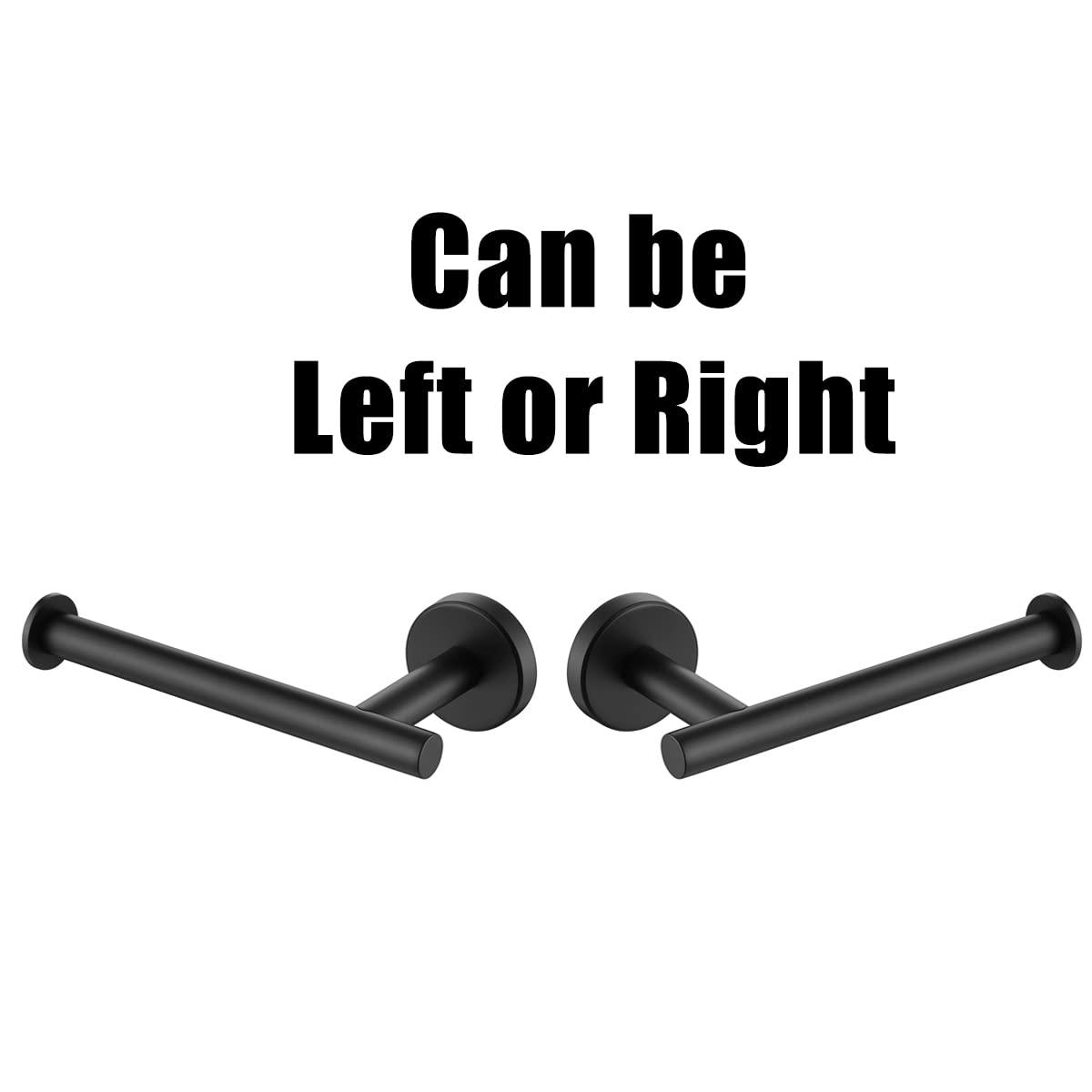 JQK Black Toilet Paper Holder, 5 Inch 304 Stainless Steel Thick 0.8mm Tissue Paper Dispenser, Matte Black Wall Mount, 2 Pack, TPH120-PB-P2