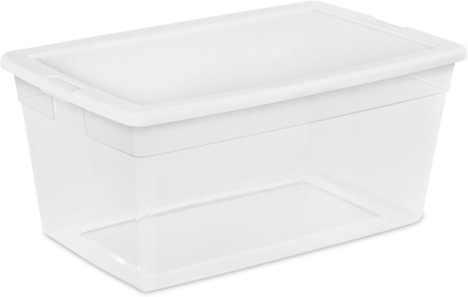 Sterilite Sterilite Storage Box, Stackable Bin with Lid, Plastic Container to Organize Shoes and Crafts on Closet Shelves